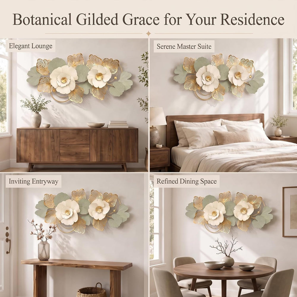 Axioglo Large 3D Metal Wall Decor,Flower Wall Art for Living Room