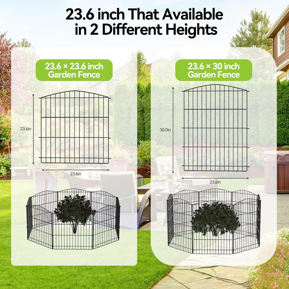 INJOPEXI Garden Fence 12 Panels 23.6ft (L)×30in (H) Decorative Garden Fences ...