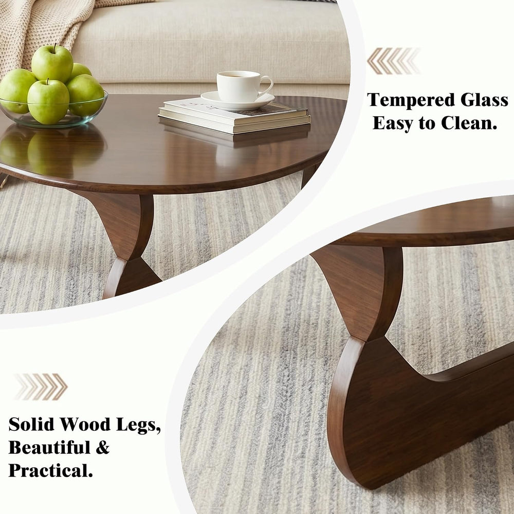 34" Coffee Table for Living Room Mid Century Modern Center Table with So...