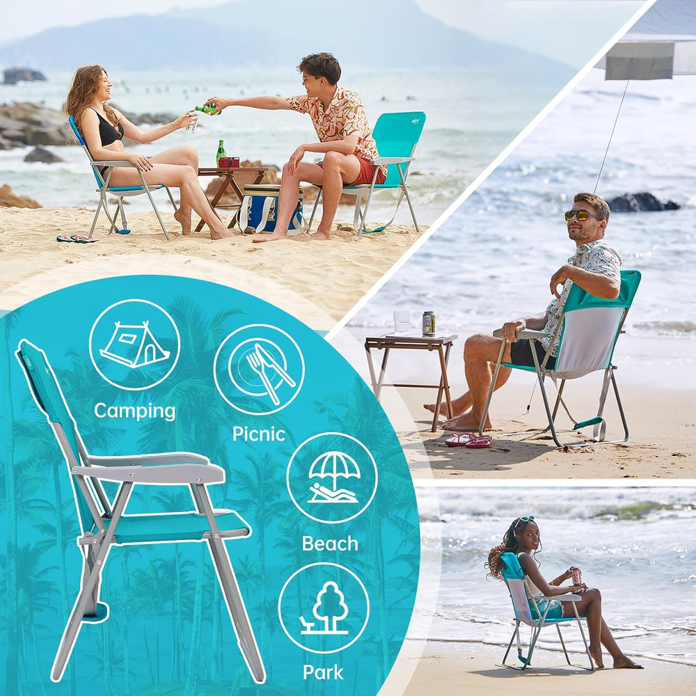 #WEJOY Folding Beach Chairs for Adults, High Back Lightweight for Camp Lawn