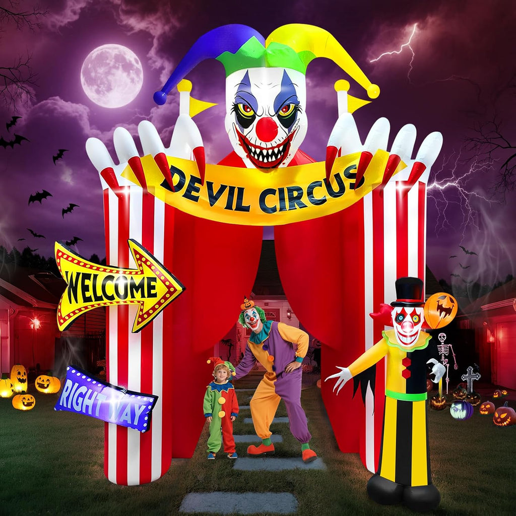 Kalolary 12FT Tall Halloween Inflatables Archway Clown Circus Haunted House