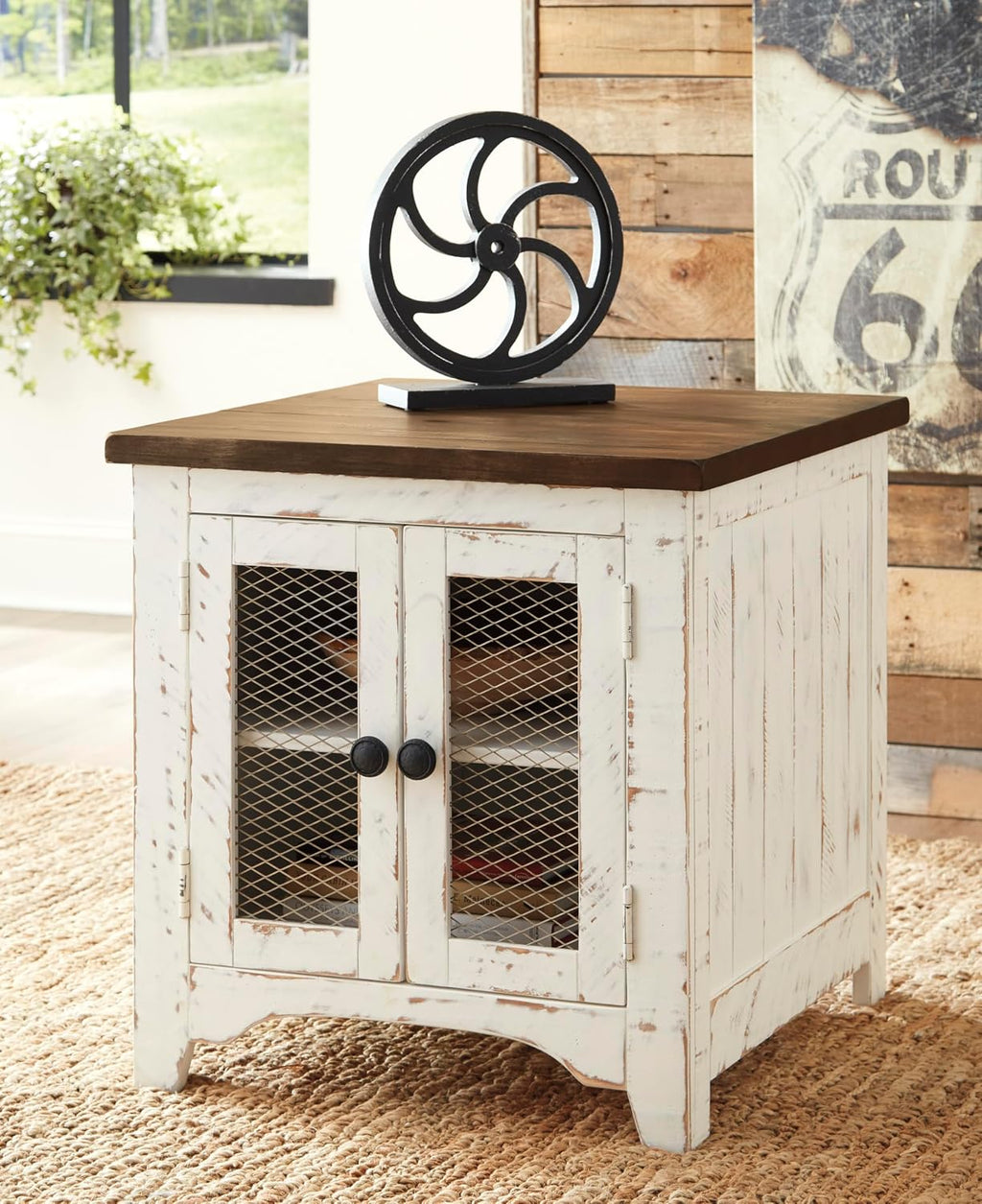 Signature Design by Ashley Wystfield End Table with Storage, White/Brown