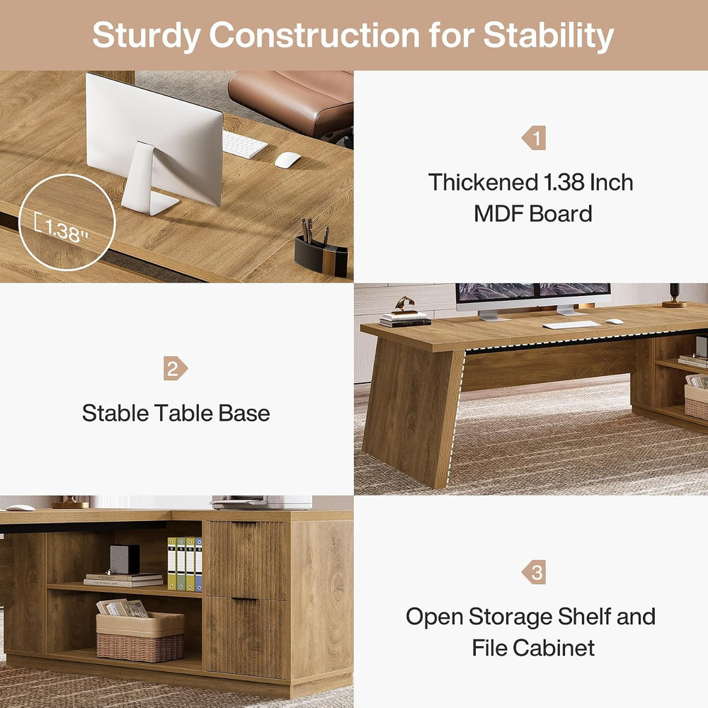 Tribesigns 78" L Shaped Desk with Drawers, Large Executive Office Desk w...