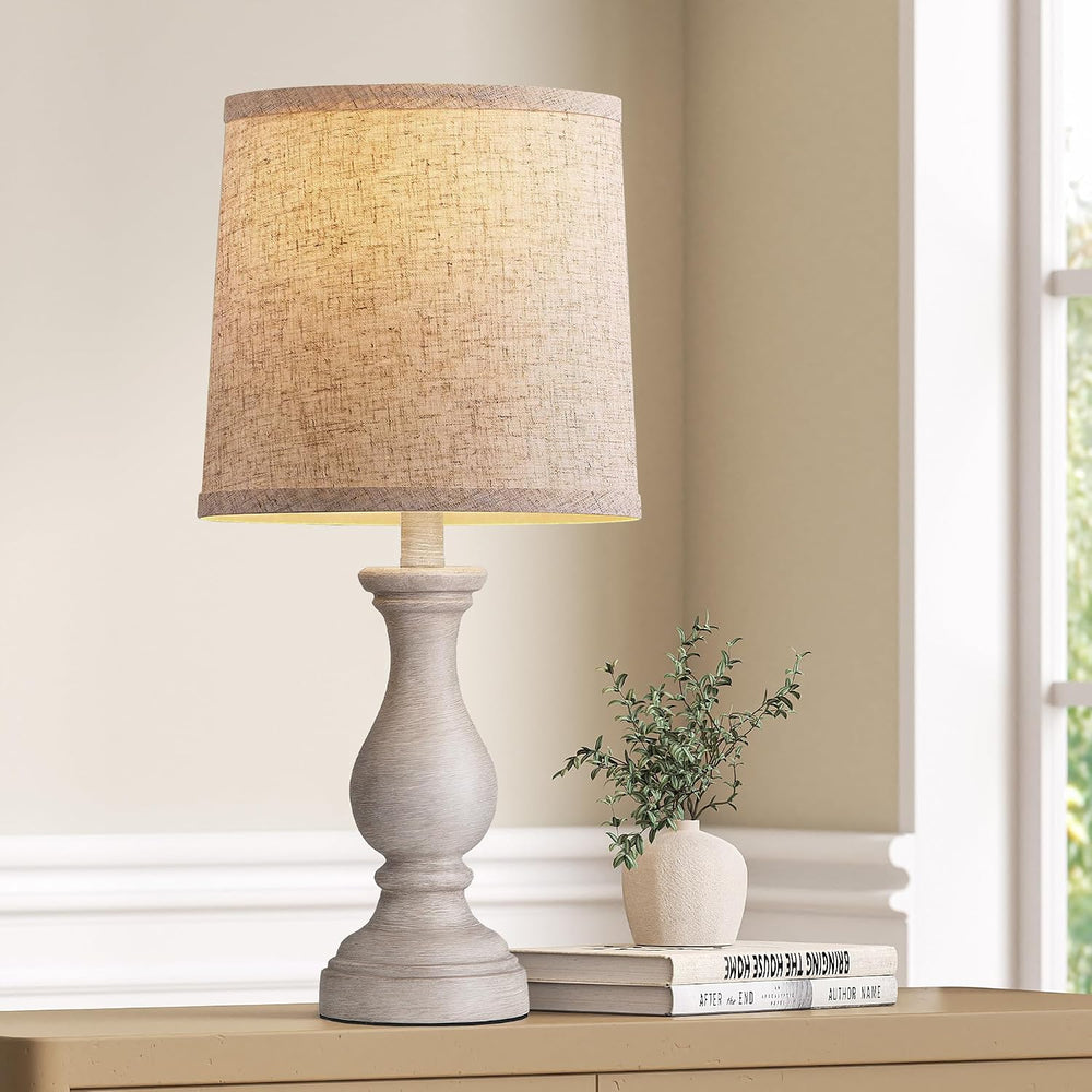 Seealle 22" Farmhouse Table Lamp, Rustic Bedside Lamp for Bedroom