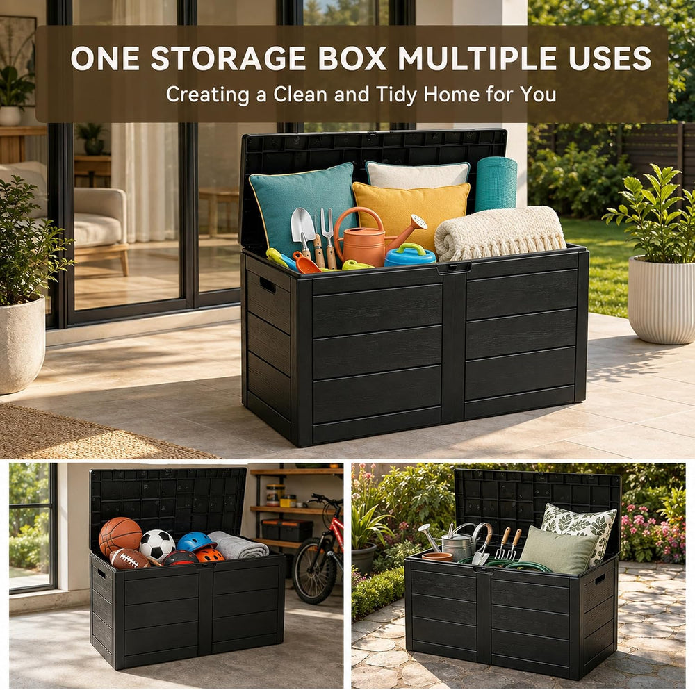 70 Gallon Deck Box, Outdoor Storage Box Waterproof, Patio Storage