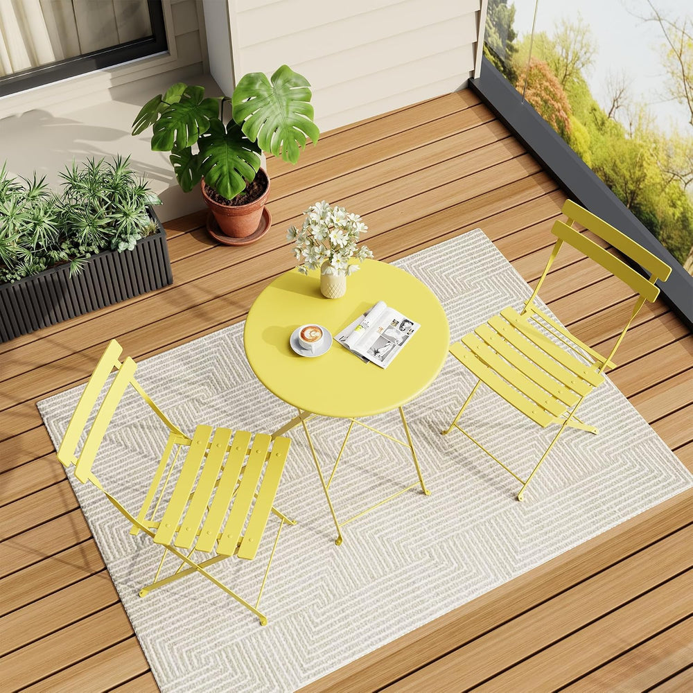 3-Piece Outdoor Folding Bistro, Outdoor Furniture Set with Table and 2 Chairs...