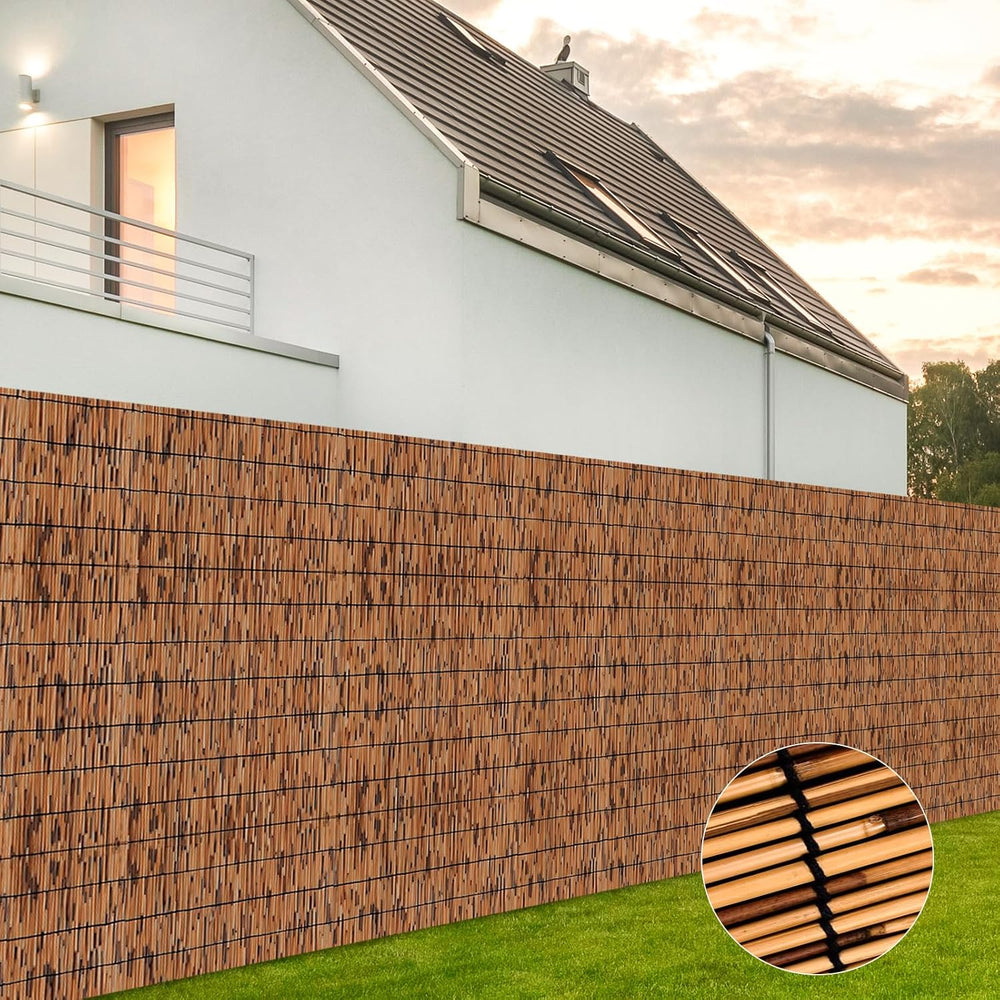 KOIUEYW Bamboo Privacy Fence, Decorative Bamboo Fence Rolls 6 Feet High, Ligh...
