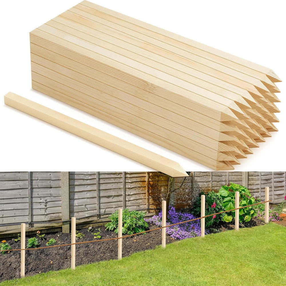 Colingmill 48 Pieces Wooden Garden Stakes 18 x 0.75 Inch Grade and Survey Sta...