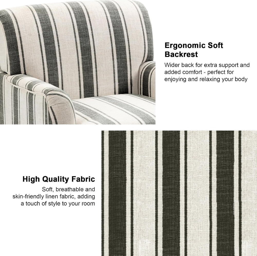 Mid-Century Modern Accent Chair, Black Stripe, Set of 1