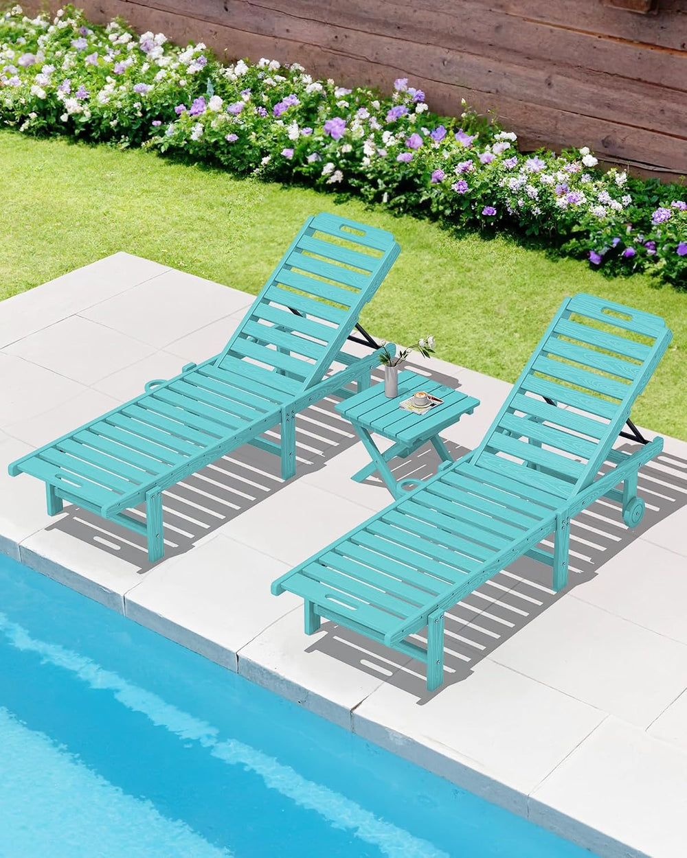 SERWALL Small Folding Outdoor Side Table Set of 4, Aruba