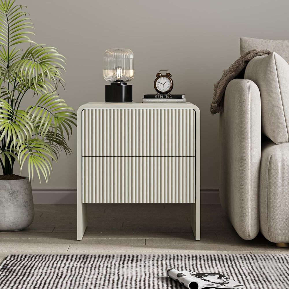 MAISONARIA 3-Piece Curved Dresser Bedroom Set, Beige