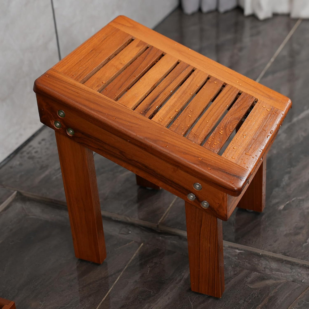 Utoplike Teak Shower Foot Stool for Shaving Legs, Bath Step Rest for Shave