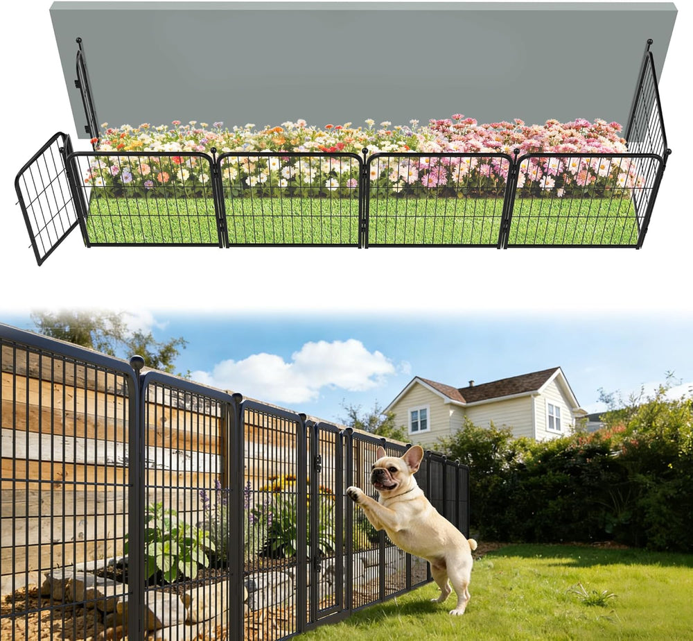FXW No Dig Garden Fence, Outdoor for Yard, 24in(H) x 11.4ft(L), 6 Panels