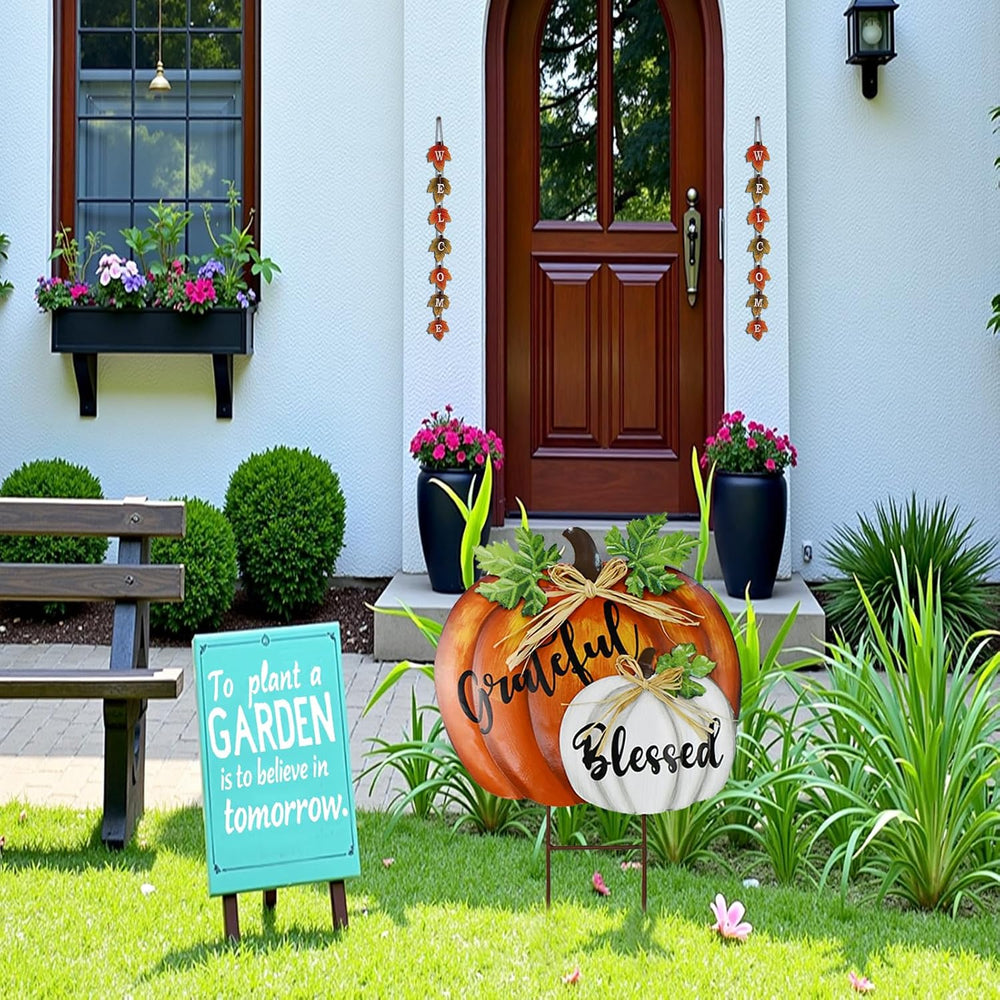 Stacked Pumpkin Garden Stake Yard Sign Fall Decor Decorative Outdoor Stakes