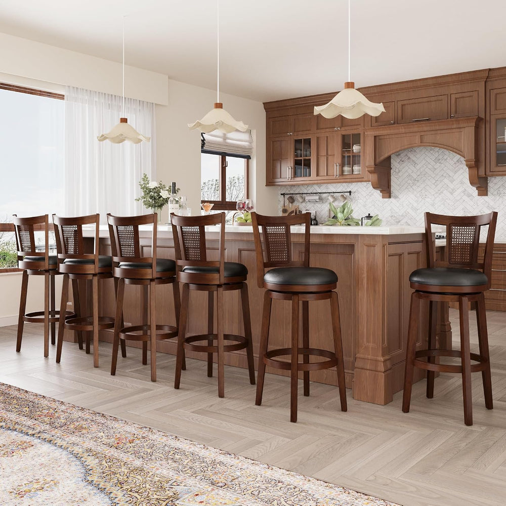 ALPHA HOME Swivel Bar Stools with Backs, 30 Inch Bar Stools Set of 6