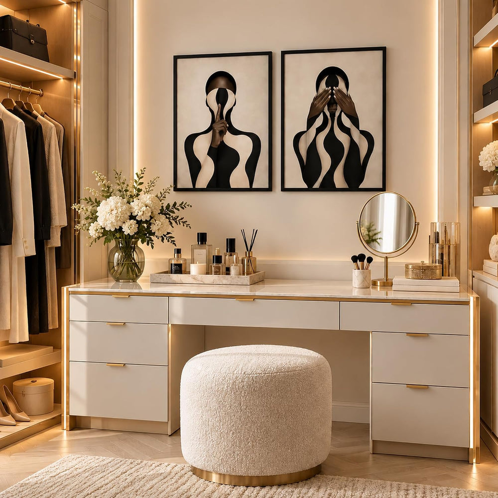 Tsfhrert Abstract Black Women Wall Art Framed 2 Piece Set for Bedroom Decor