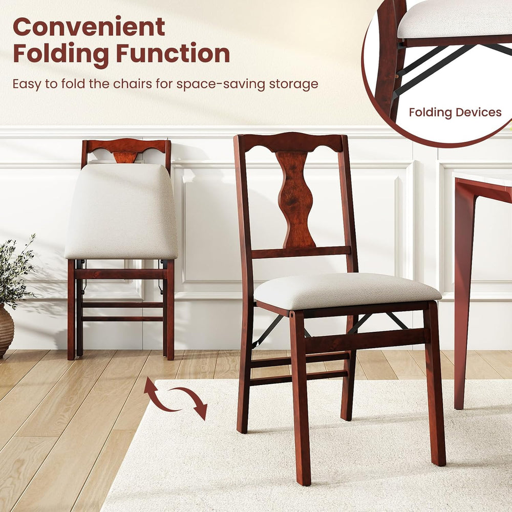 GIANTEX Folding Dining Chairs Set of 4, Upholstered Dining Chairs with Comfy ...
