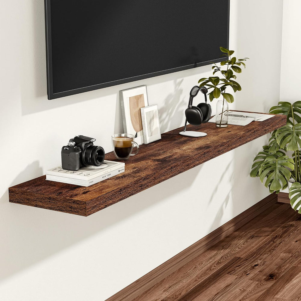 Vivelove Deep Floating Shelves, 48 X 12 Inch, Rustic Brown, 2