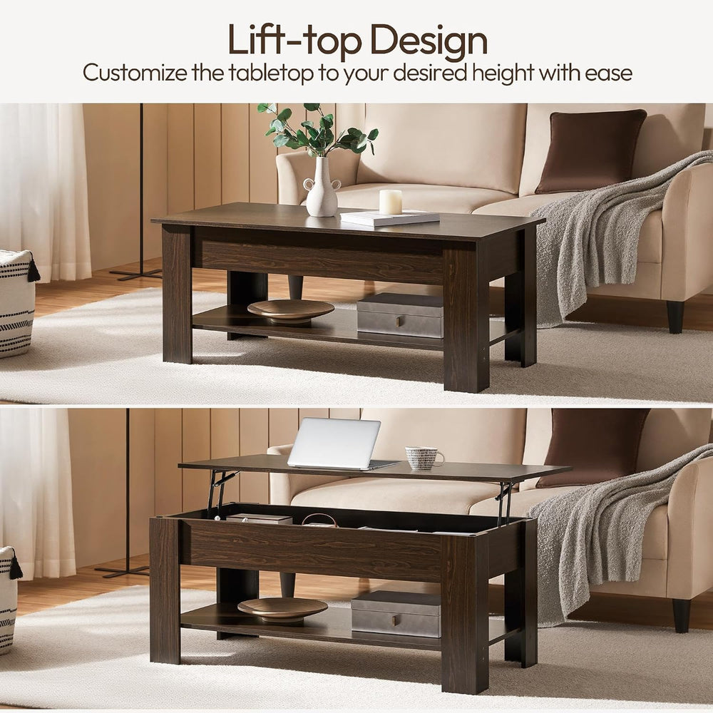 Yaheetech 47.2" Lift Top Coffee Table with Hidden Storage & Shelf, E...