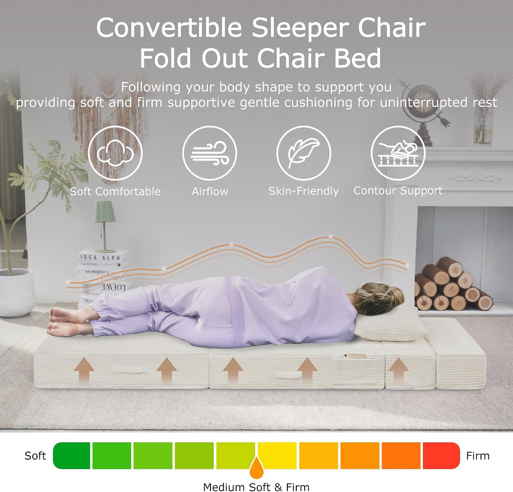 Folding Sofa Bed, Convertible Sleeper Chair Bed, Floor Sofa with Bag
