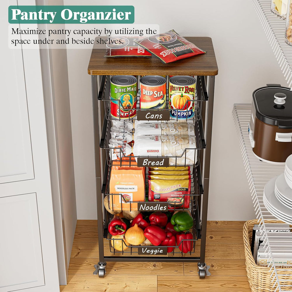 CHLORYARD 5-Tier Vegetable Fruit Basket Kitchen Storage Rolling Cart on Wheel...