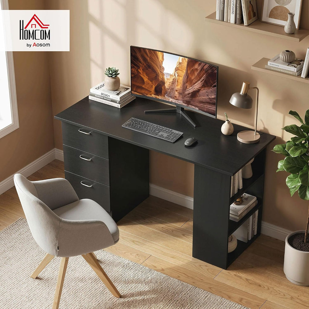 HOMCOM 47" Computer Desk with Drawers for Home Office, Black