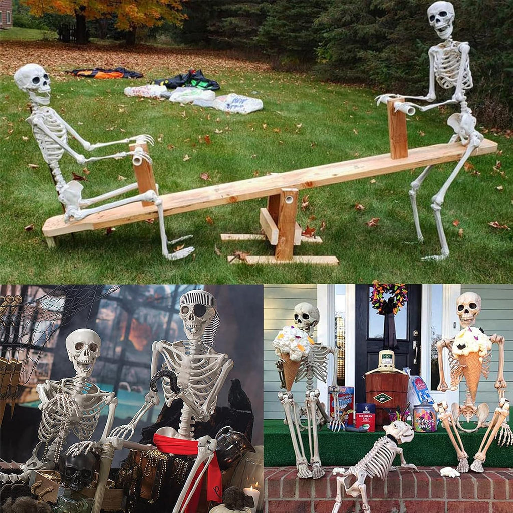 MyoGrip 5.5 FT Skeleton Halloween Decorations, Posable Full Body Life-Size Skeleton Prop with Movable Joints for Halloween Decorations Haunted House Outdoor Yard Prop