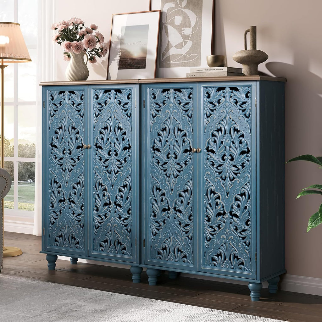 JOINICE 47" Tall Accent Cabinet with Doors & Storage for Living Room,Blue