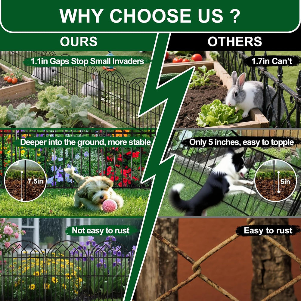 Decorative Garden Fence 17in x 28ft (26 Panels), Rustproof Metal No Dig Arche...