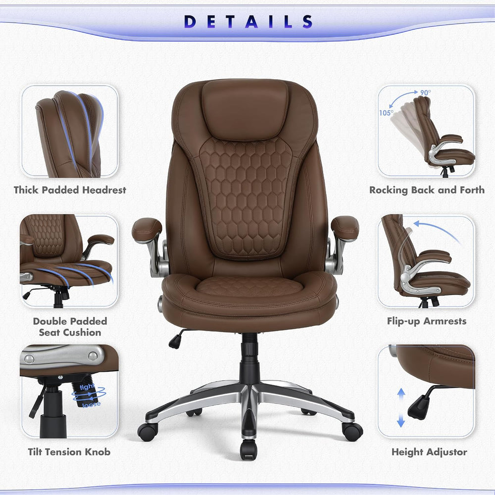 COLAMY Executive Office Chair-Ergonomic Computer Desk Chair, High Back Leathe...