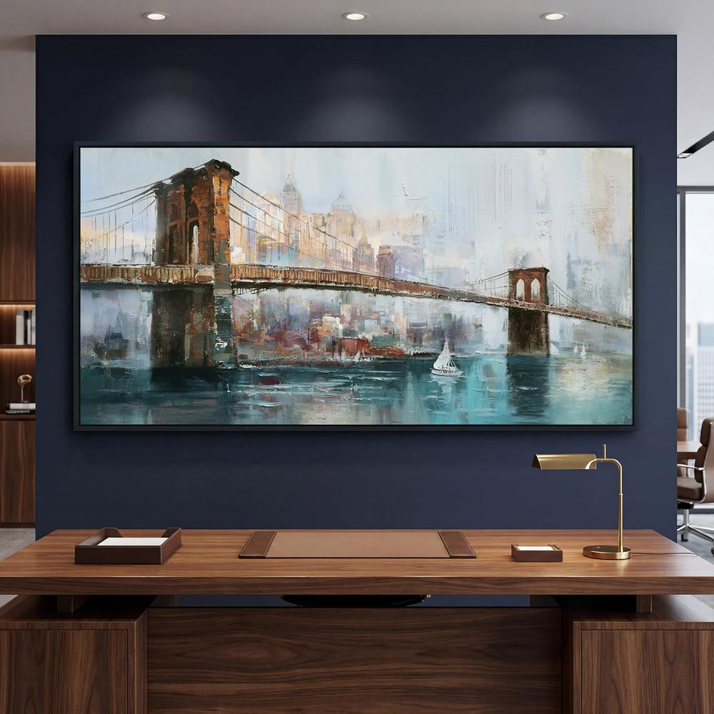 Acocifi New York Brooklyn Bridge Wall Art, Large Canvas Framed 58"x29"