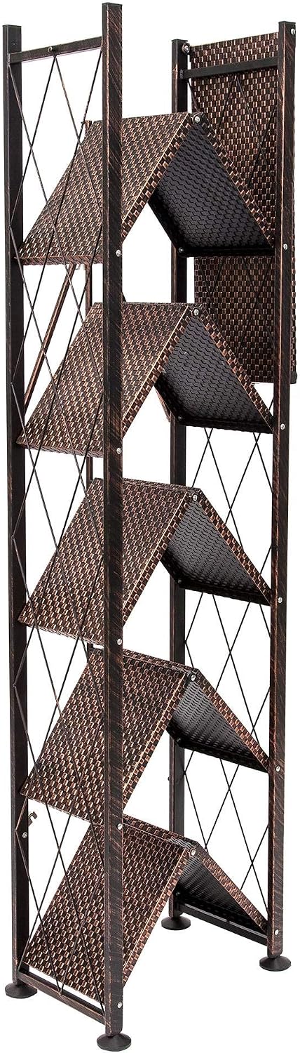 Origami 6-Tier Foldable Storage Shelves, Heavy Duty Shelving Rack Unit with W...