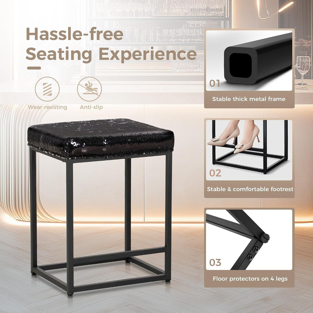 MAISON ARTS 24 Inch Counter Height Bar Stools Set of 4, Sequin