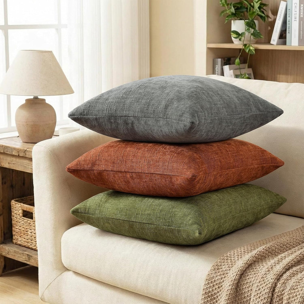 decorUhome Chenille Decorative Throw Pillow Covers 24x24 Set of 2, Olive