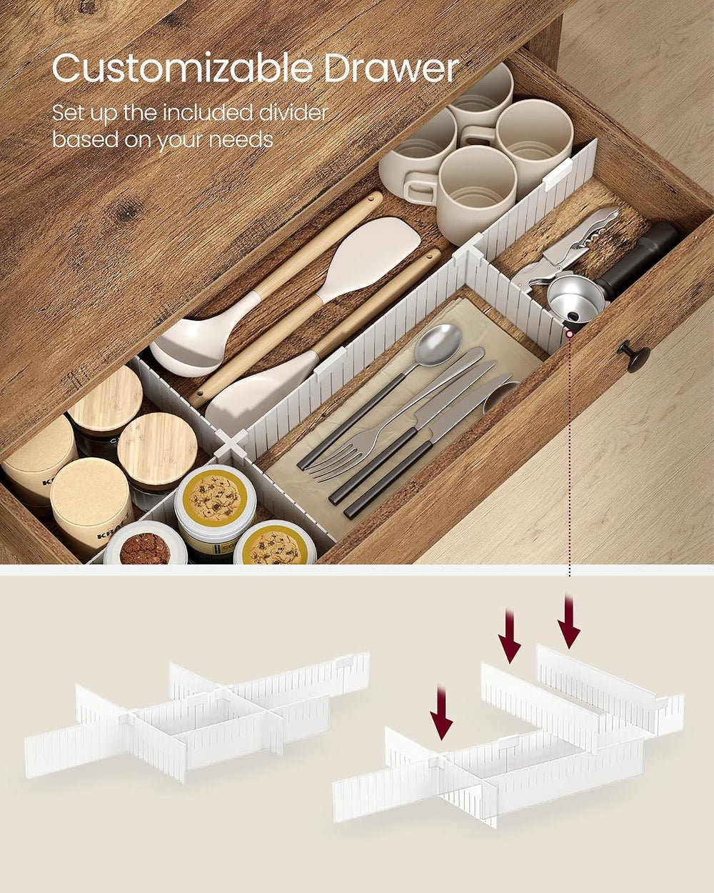 VASAGLE Buffet Cabinet, Coffee Bar with a Drawer, Adjustable Shelf