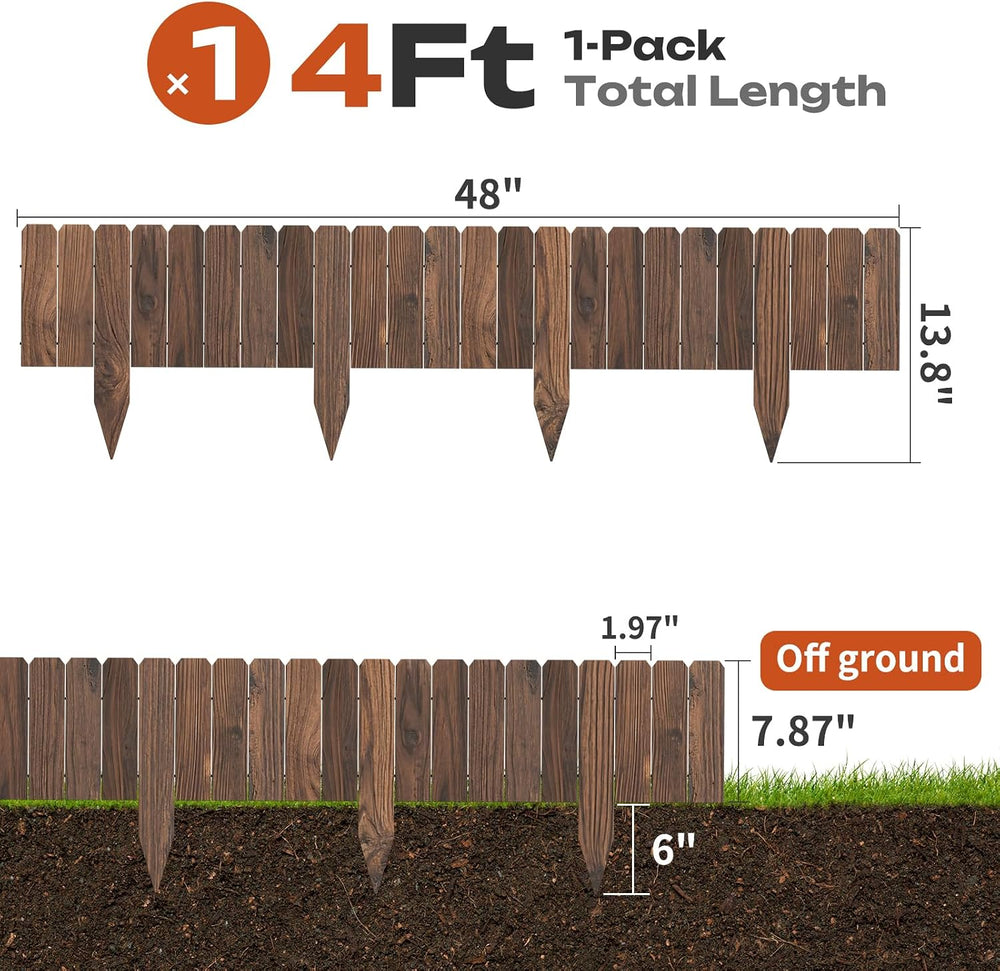 GHWIE Garden Edging Border Garden Fence Wood Fence Border for Yard Patio Path...
