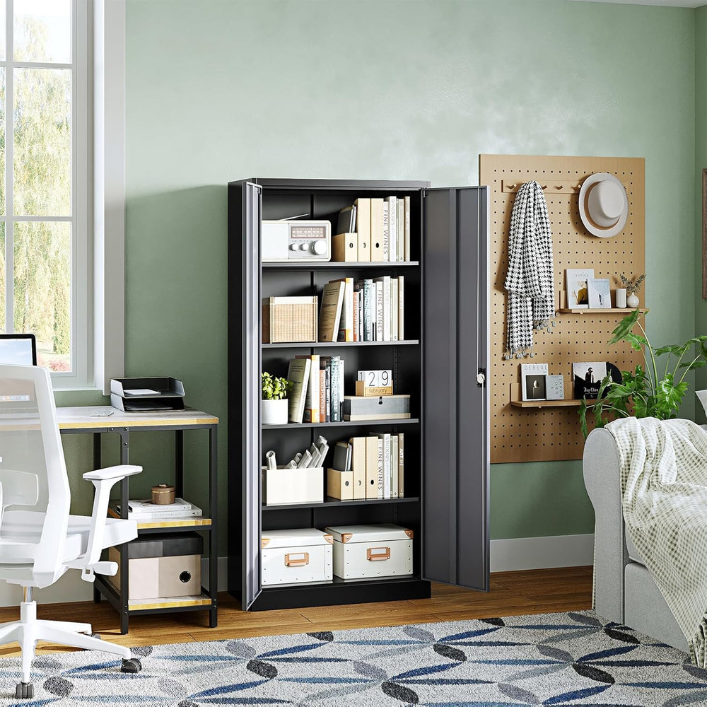 Letaya Metal Garage Storage Cabinets with Lock Door and Adjustable Shelves, S...