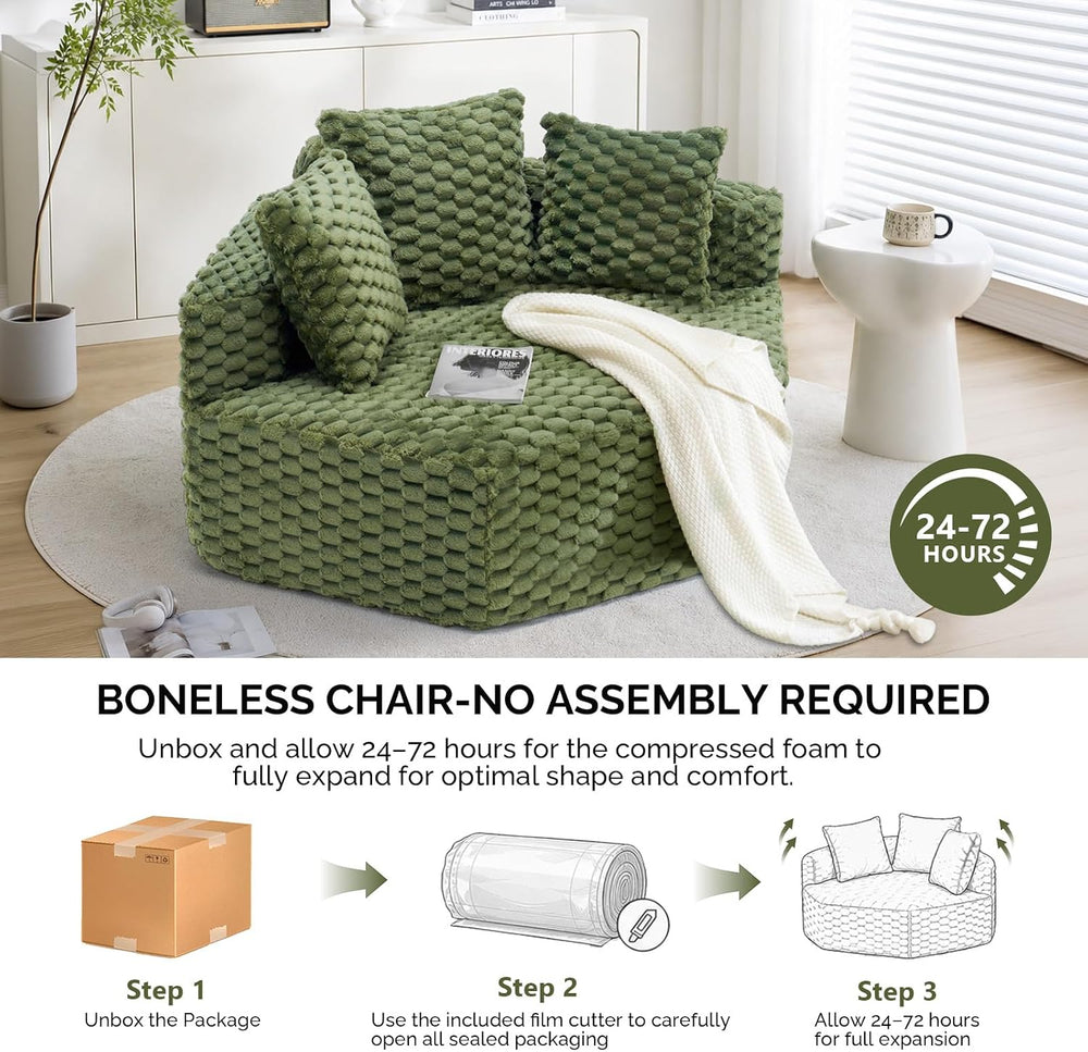VINGLI Hexagon Boneless Chair, Modern Modular Chaise Lounge Sofa Bed, Corner ...