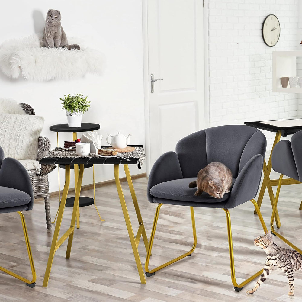 Yaheetech Velvet Living Room Chair, Flower Shaped Armchair with Golden Legs, ...