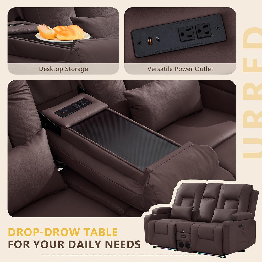 URRED Wall Hugger Power Reclining Loveseat Sofa，Dark Brown：68.1" - 2 Seats