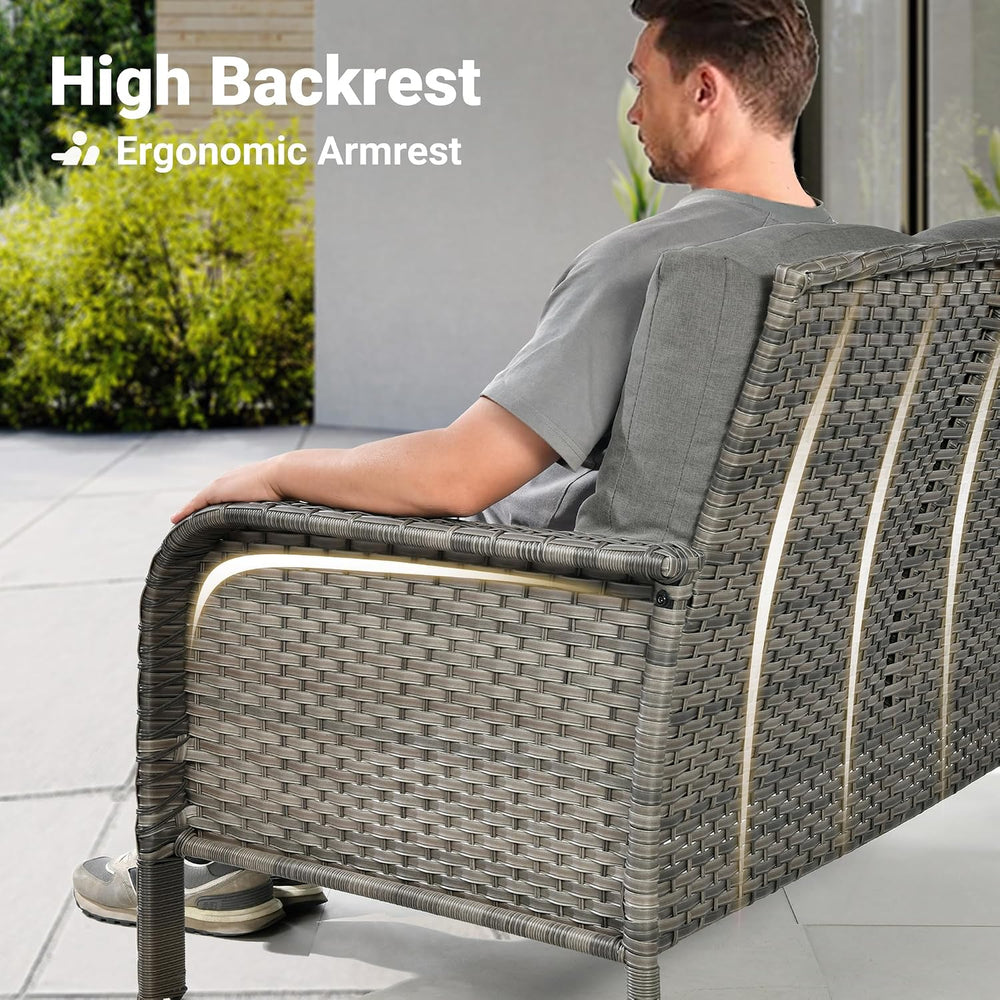 ovios 7 Pieces Patio Furniture Set, Outdoor Wicker Sofa with Swivel Glider Ch...