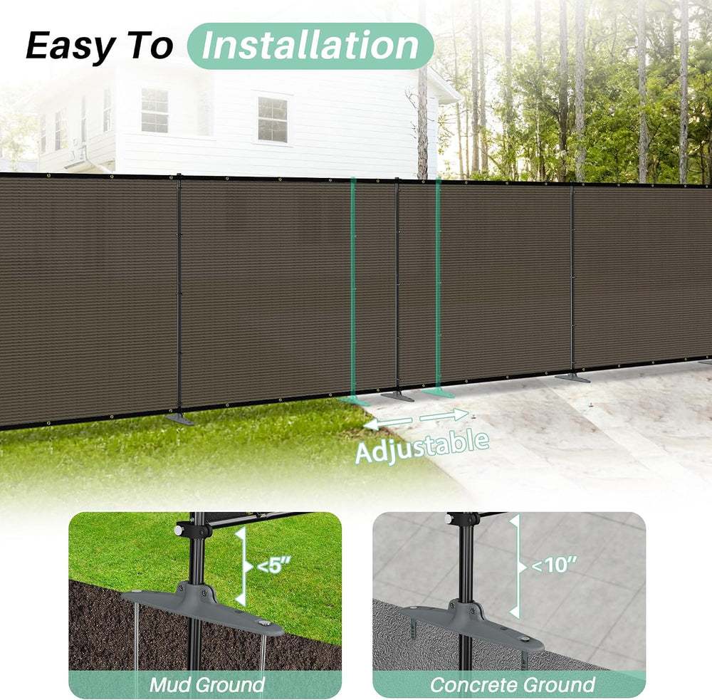 SunnyRoyal 5' x 24' Privacy Fence Screen Panel with Iron Poles Freest...