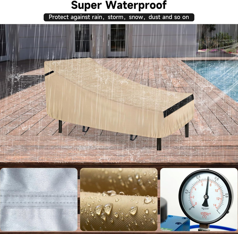 NEVERLAND Lounge Chair Covers 2 Pack 420D Waterproof Heavy Duty 78”x34“x32”