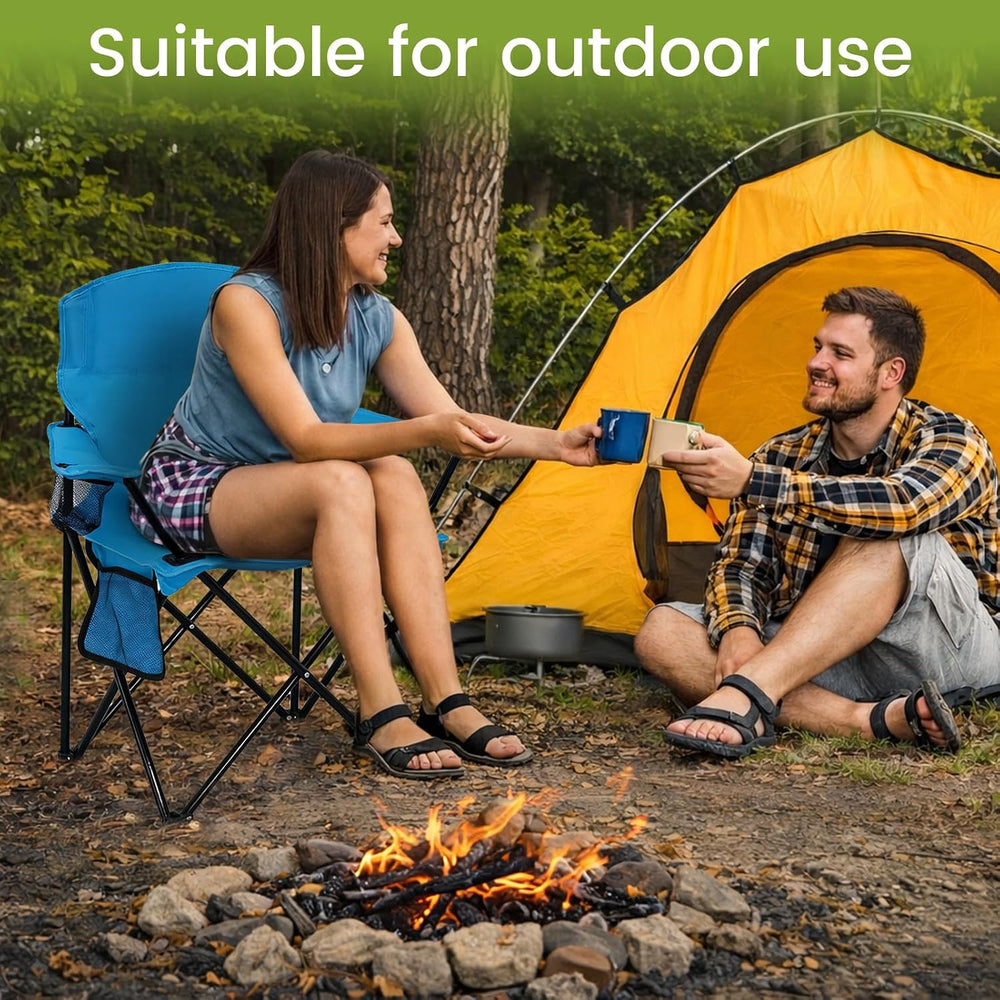 Camping Chair 2 Pack Portable Folding Chair, Supports 300lbs, Light Blue