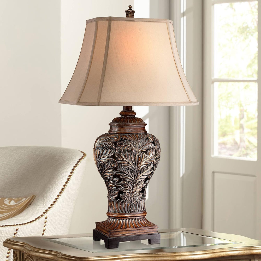 Regency Hill Leafwork 32 1/2" Table Lamp Large Bronze Brown Vase Cottage
