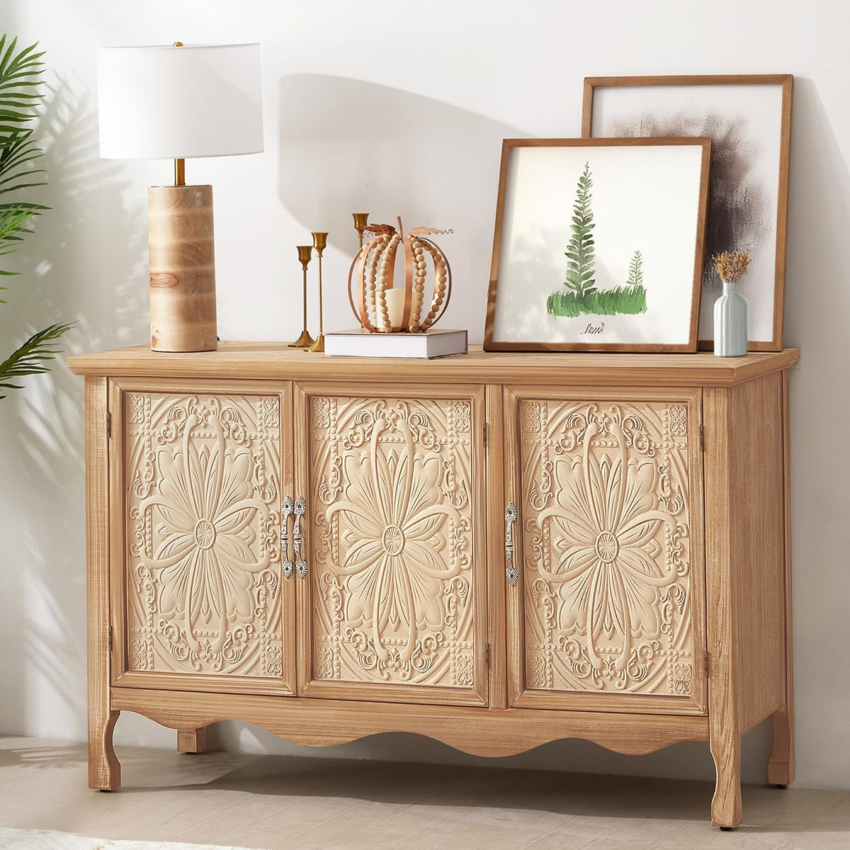 RoyalCraft Sideboard Buffet Cabinet with Storage, Natural Solid Wood