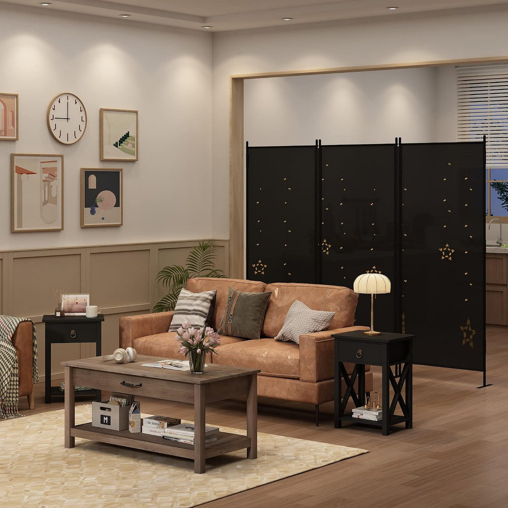 JAXPETY Room Divider Panel 6Ft Privacy Screen Wall Dividers, Black