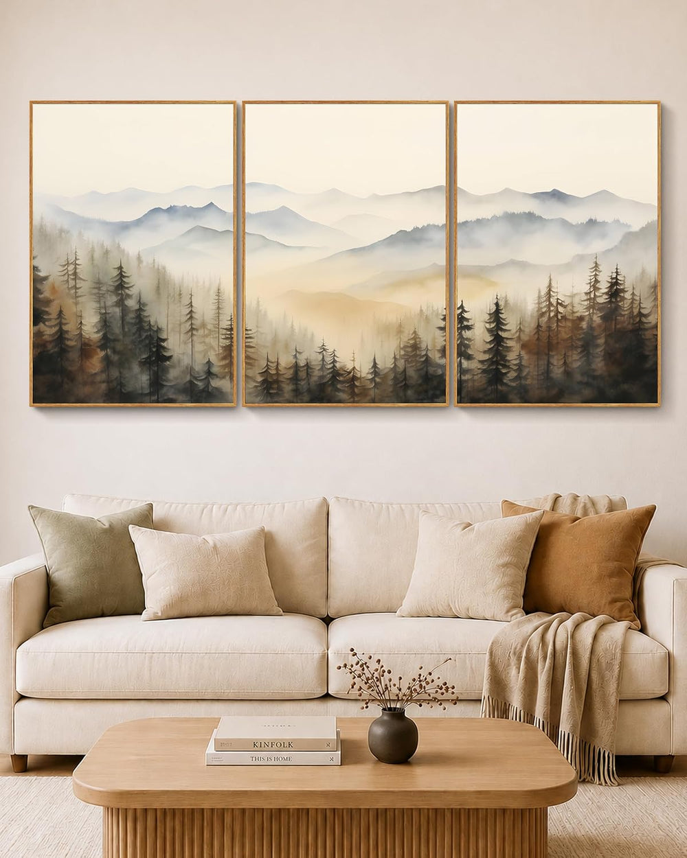 HesenDot 16x24in Mountain Landscape Large Wood Framed Wall Art,Set of 3