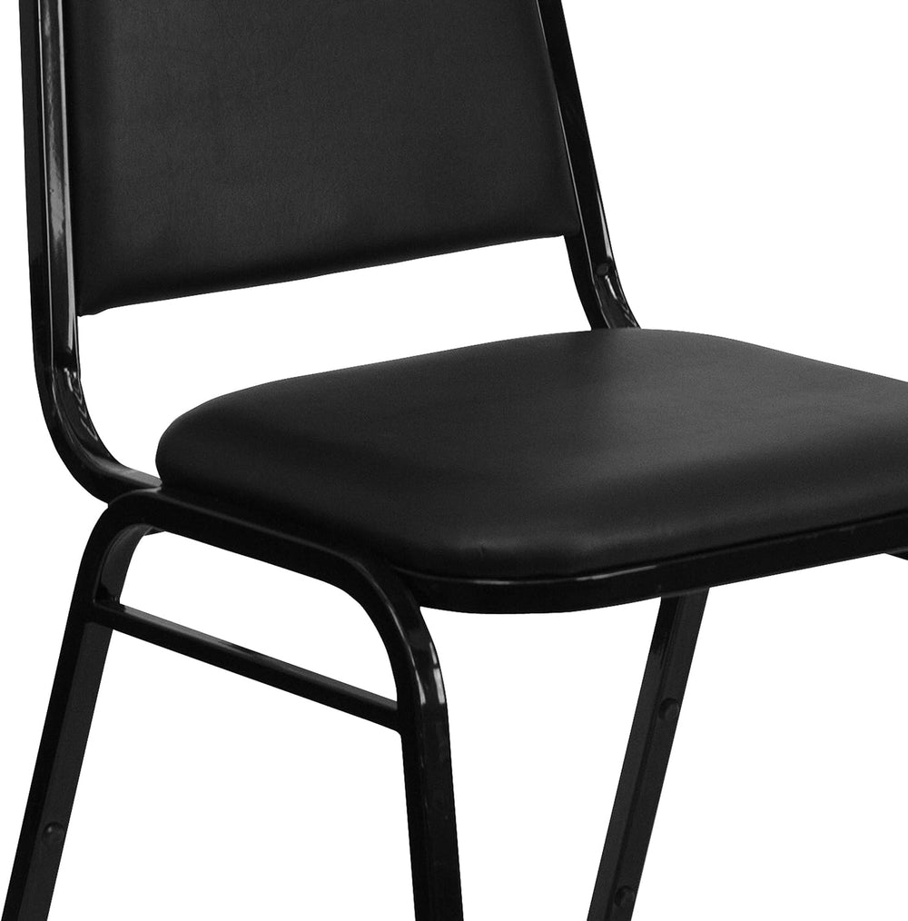 EMMA + OLIVER Black Vinyl Trapezoidal Back Stacking Banquet Chair