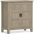 SIMPLIHOME Burlington 30" Wide Solid Wood Cabinet in Distressed Grey